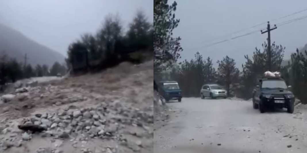Moti i ligë në Shkodër  Shembet dheu  bllokohen pesë makina dhe nëntë persona